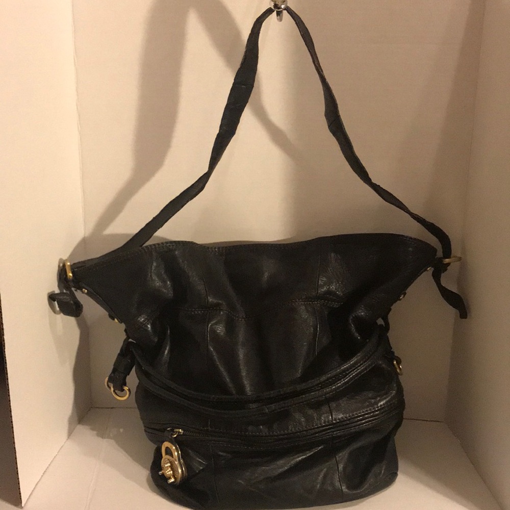 Steven Steve Madden Black Leather Hobo Handbag XL